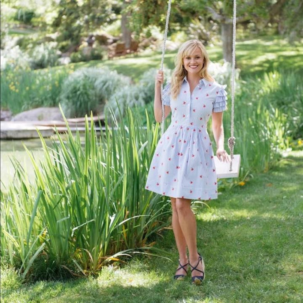 Draper James cherry ruffle sleeve dress